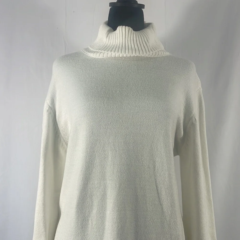 White Mid length white turtleneck sweater dress,Size XL - Picture 2 of 12